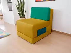 Poltrona Cama De Solteiro Modelo 0370 - Poltrona Que Se Transforma Em Sofá Cama Cor Azul na internet