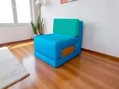 Poltrona Cama De Solteiro Modelo 0370 - Poltrona Que Se Transforma Em Sofá Cama Cor Verde Agua - comprar online