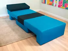 Poltrona Cama De Solteiro Modelo 0370 - Poltrona Que Se Transforma Em Sofá Cama Cor Azul - comprar online