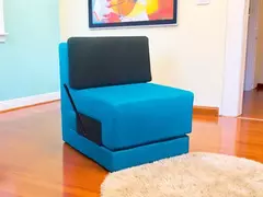 Poltrona Cama De Solteiro Modelo 0370 - Poltrona Que Se Transforma Em Sofá Cama Cor Azul na internet