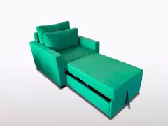 Poltrona Cama Meca_nu que se Transforma em Sofá Cama Solteiro Resistente e Confortável em Sarja Algodão 6113 - Casa Selu - Loja Da Fábrica