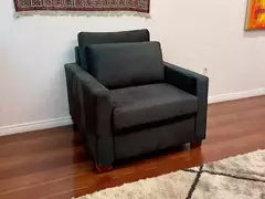 Poltrona Cama De Solteiro Modelo Meca_nu - Poltrona Que Se Transforma Em Sofá Cama - Sued Grafite - Casa Selu - Loja Da Fábrica