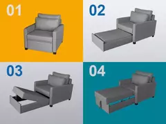 Poltrona Cama Meca_nu que se Transforma em Sofá Cama Solteiro Resistente e Confortável em Sarja Algodão SUED BEGE - loja online