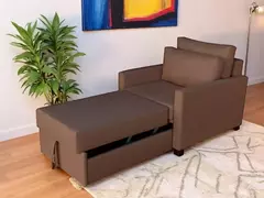 Poltrona Cama Meca_am que se Transforma em Sofá Cama Solteiro Resistente e Confortável em Linho Sintético 02 - Casa Selu - Loja Da Fábrica