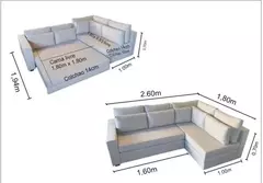 Sofá de Canto SFC_Nu_67 que se Transforma em Sofá Cama de Casal Resistente e Confortável