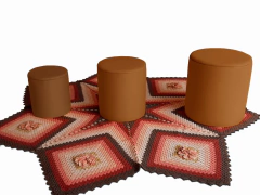 Três Puf Baú que se transforma em um Puf Prático em Sarja - Casa Selu - Loja Da Fábrica