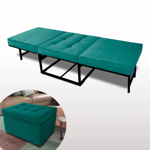 Puff Cama PC01_NU 03 que se Transforma em Sofá Cama Resistente e Confortável em Sarja 100% Algodão