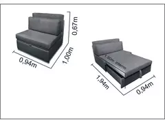 Imagem do Poltrona Cama Meca_nusb s/b que se Transforma em Sofá Cama de Solteiro com 94cm Resistente e Confortável em Sued Azul