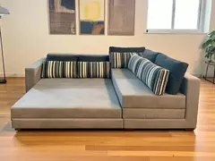Sofá de Canto SFC_nu 15 Com Mola Ensacada que se Transforma em Sofá Cama de Casal Resistente e Confortável em Aquablock Karsten - Casa Selu - Loja Da Fábrica