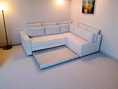 Sofá de Canto SFC_nu 09 com Mola Ensacada que se Transforma em Sofá Cama de Casal Resistente e Confortável em Aquablock Karsten - Casa Selu - Loja Da Fábrica