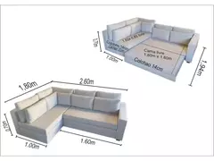Imagem do Sofá de Canto SFC_nu 03 medidas de 2,60x1,98 que se Transforma em Sofá Cama de Casal Resistente e Confortável