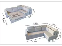 Imagem do Sofá de Canto SFC_nu 05 que se Transforma em Sofá Cama de Casal Resistente e Confortável em Sarja
