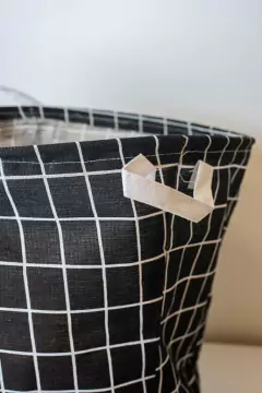 CESTO DE TELA CUADROS CON MANIJA - tienda online