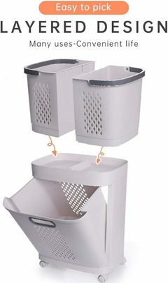 CARRITO ORGANIZADOR X3 CON RUEDITAS "LAUNDRY" CON MANIJAS - comprar online