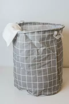 CESTO DE TELA CUADROS CON MANIJA - comprar online