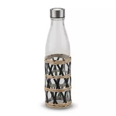 BOTELLA "HUNGRÍA RUSTIC" SLIM DE YUTE NATURAL Y NEGRO