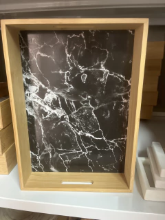 BANDEJA DE BAMBOO "VALSEN" CON BASE DE MARMOL Y ASAS "L" en internet