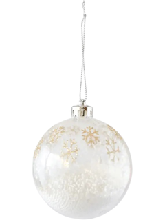 ESFERA TRANSPARENTE COPOS DE NIEVE "GOLD" 8 CM