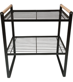 ESTANTE METÁLICO "ZIKKE" DOBLE ESTANTE CON MANIJAS DE MADERA - comprar online