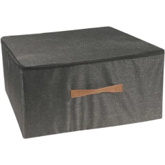 CAJA "MARSELLA" DE TELA #2 L EN LEGAJO CON TAPA CIERRE Y MNIJA MARRON "L" #2