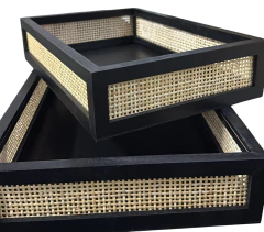 BANDEJA "SUECIA VIP" DE MADERA Y ESTERILLA RECTANGULAR "L" en internet