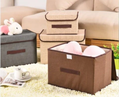 CAJA DE TELA "COLUMBUS" CON TAPA Y MANIJA CHICA - tienda online