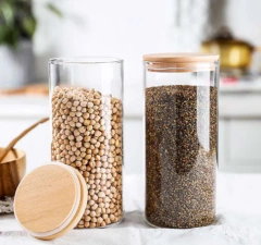 FRASCO DE VIDRIO "CAPRI" CON TAPA BAMBOO REDONDA 100x200 #9 en internet