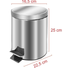 CESTO RESIDUOS CROMADO 3L DE ACERO INOXIDABLE