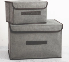 Imagen de CAJA DE TELA "COLUMBUS" CON TAPA Y MANIJA GRANDE