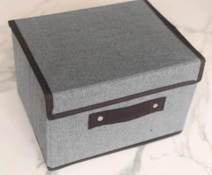 CAJA DE TELA "COLUMBUS" CON TAPA Y MANIJA GRANDE - comprar online