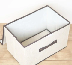 CAJA DE TELA "COLUMBUS" CON TAPA Y MANIJA GRANDE - Marian - Todo Organizado