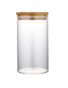 Imagen de FRASCO DE VIDRIO "CAPRI" CON TAPA BAMBOO REDONDA 100x200 #9