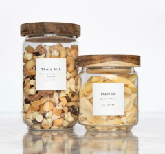 FRASCO DE VIDRIO "ASTON" "XL" CON TAPA DE MADERA - comprar online