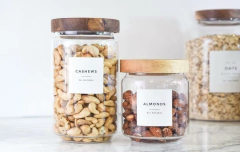 FRASCO DE VIDRIO "ASTON" "XL" CON TAPA DE MADERA