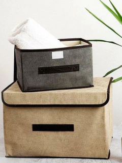 CAJA DE TELA "COLUMBUS" CON TAPA Y MANIJA GRANDE - comprar online