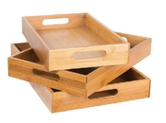 BANDEJA "VALSEN" RECTANGULAR "M" BAMBOO CON ASAS #2