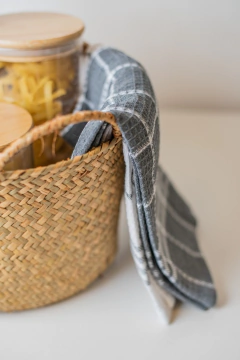 SET x3 CANASTOS "ZANZU" CON MANIJAS DE FIBRAS NATURALES "TOSTADO" - tienda online