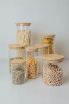 FRASCO DE VIDRIO "CAPRI" CON TAPA BAMBOO REDONDA 100x120 #7 - Marian Todo Organizado