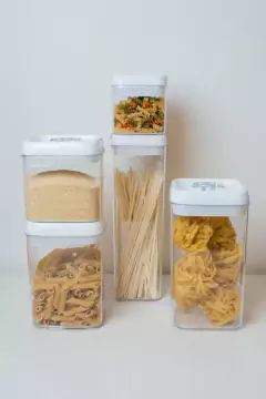 FRASCO "TREVI" CUADRADO "L" CON TAPA HERMETICO DE ACRILICO - tienda online