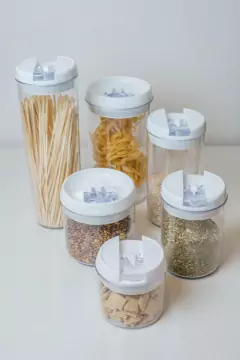 COMBO x6 FRASCOS "TREVI" REDONDOS "XXL" DE ACRILICO CON TAPA HERMETICOS en internet