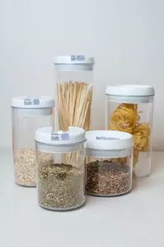 COMBO x6 FRASCOS "TREVI" REDONDOS "L" DE ACRILICO CON TAPA HERMETICOS - comprar online