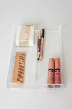 BANDEJA "CLEAR" BIJOU DE ACRILICO "L" CON DIVISION