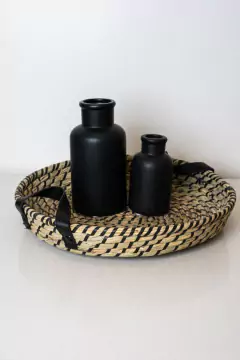 BANDEJA SEAGRASS REDONDA NATURAL CON MANIJAS