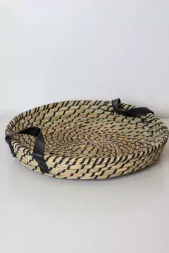 BANDEJA SEAGRASS REDONDA NATURAL CON MANIJAS - tienda online