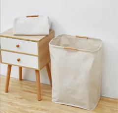 CESTO "LAUNDRY " NORDICO TELA IMPERMEABLE BEIGE - tienda online