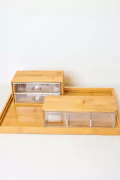 CAJONERA "ISABELLA BEAUTY" DE ACRILICO MAS BAMBOO CON 2 CAJONES en internet