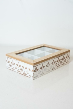 CAJA DE TE "SASHA" DE MADERA CON TAPA Y 6 DIVISIONES en internet