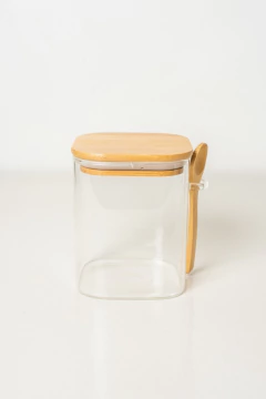 FRASCO HERMETICO "CAPRI" DE VIDRIO "S" CUADRADO CON CUCHARITA