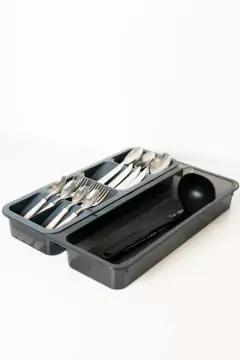 ORGANIZADOR DE CUBIERTOS GRIS GRANDE CON 6 DIVISIONES ANCHO