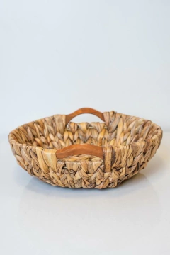 CANASTO "ZUMAYA" CON MANIJAS DE MADERA "S" - Marian Todo Organizado